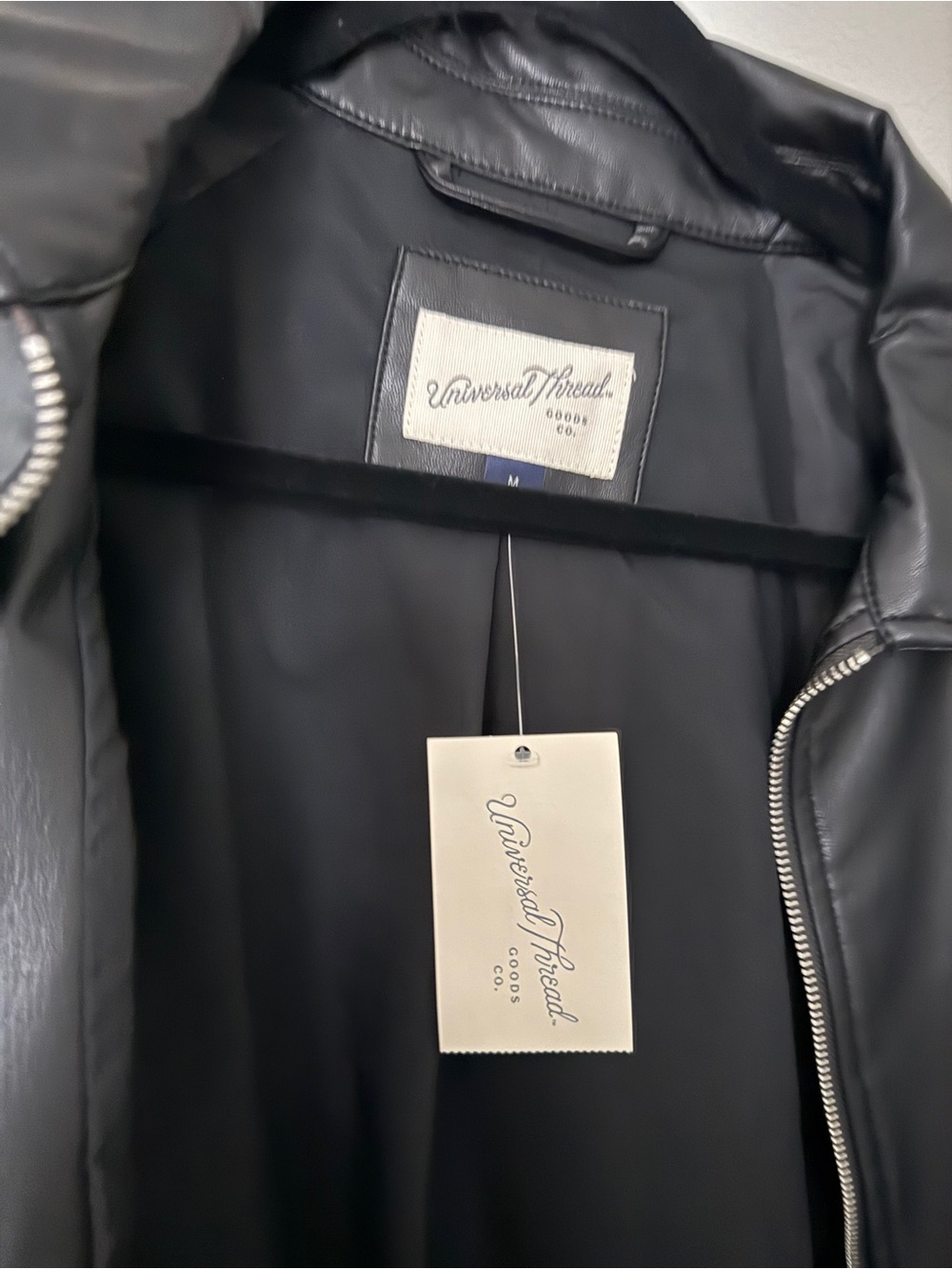 Universal Thread Black Faux Leather Zip-Front Jacket - Picture 3 of 4